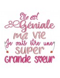 Motif de broderie  super grande soeur