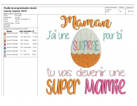 Motif de broderie  maman super mamie