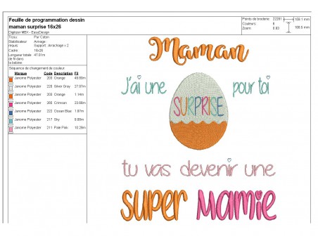 Motif de broderie  maman super mamie