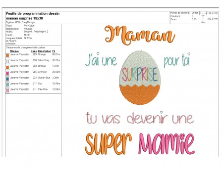 Motif de broderie  maman super mamie