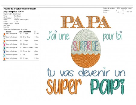 Motif de broderie  papa super papi