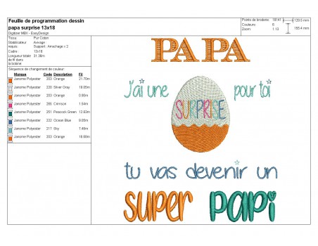 Motif de broderie  papa super papi