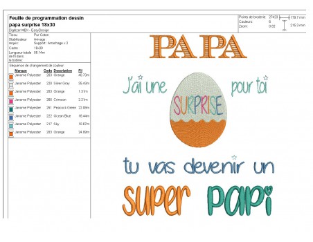 Motif de broderie  papa super papi