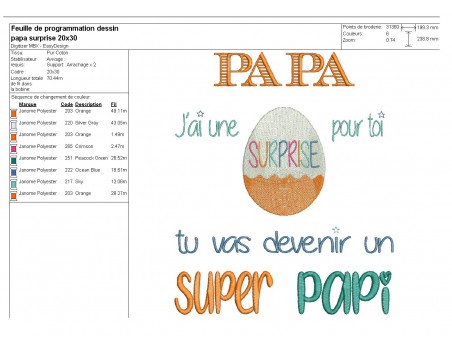 Motif de broderie  papa super papi