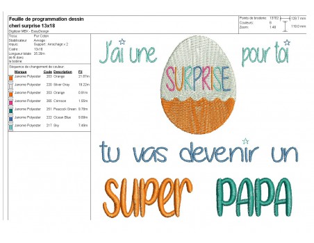 Motif de broderie    super papa à personnaliser