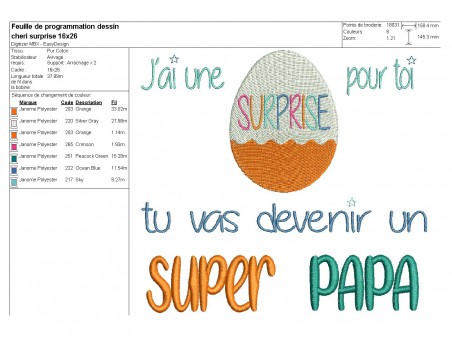 Motif de broderie    super papa à personnaliser