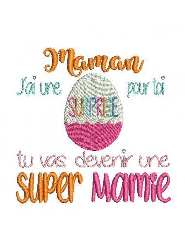 motif de broderie maman super mamie