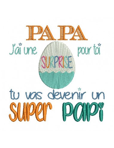 Motif de broderie  papa super papi