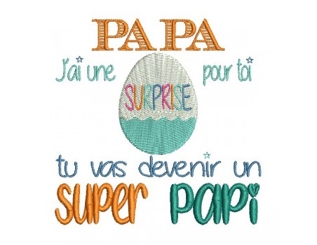 Motif de broderie  papa super papi