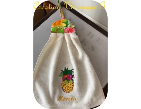 Instant download machine embroidery design mylar pineapple flowers