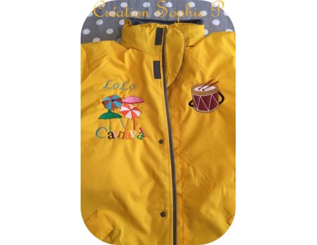 Motif de broderie machine parapluies carnaval de Dunkerque