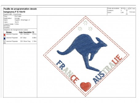 machine embroidery design Australian kangaroo  mylar keychains ith