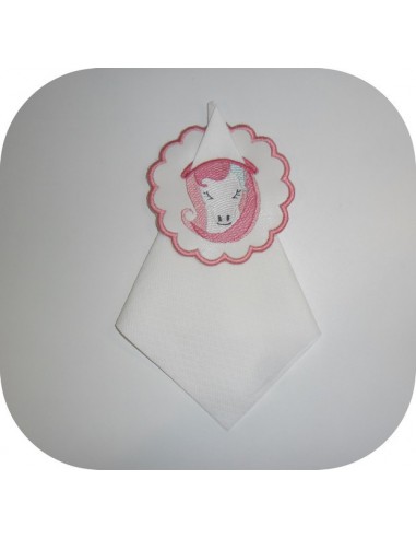 motif de broderie machine  rond de serviette licorne ITH