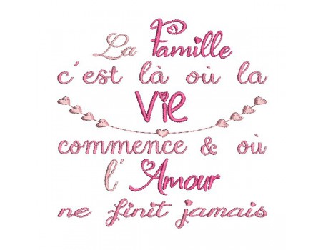 Motif de broderie  machine texte famille