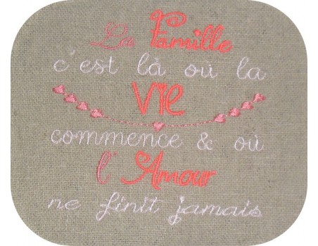 Motif de broderie  machine texte famille