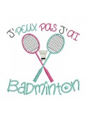 Instant download  machine embroidery design text I can not badminton