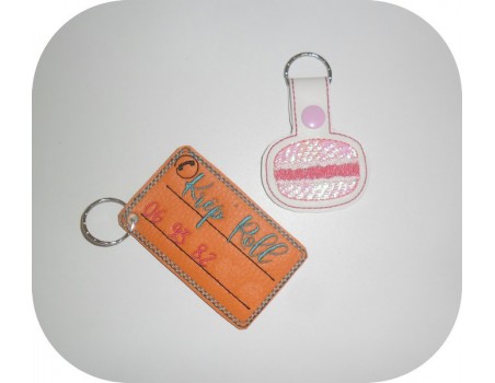 Motif de broderie machine porte clé macaron en mylar  ITH