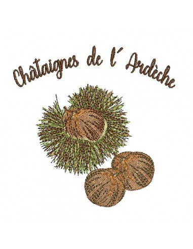 Motif de broderie machine châtaignes de l' Ardèche