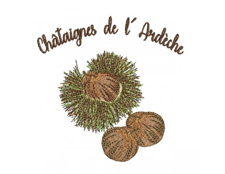 Motif de broderie machine châtaignes de l' Ardèche