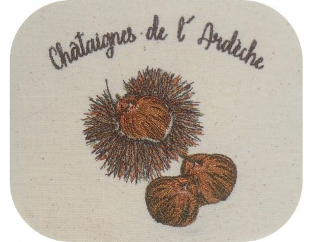 Motif de broderie machine châtaignes de l' Ardèche