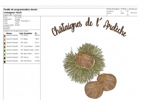 Instant download machine embroidery design walnut