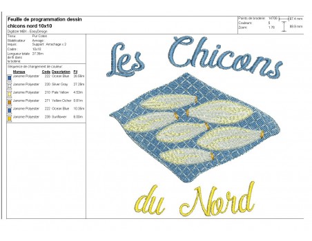 Motif de broderie machine les chicons du Nord