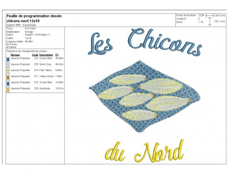 Motif de broderie machine les chicons du Nord