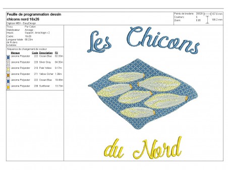 Motif de broderie machine les chicons du Nord