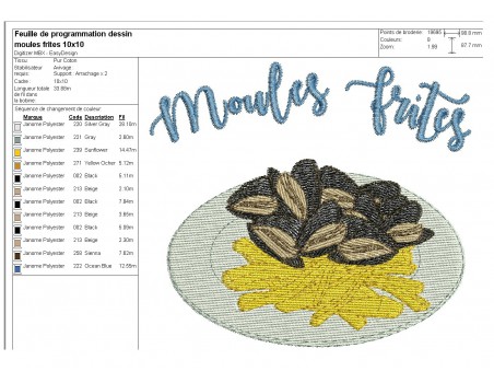 Motif de broderie machine les moules frites