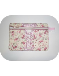 Motif de broderie machine ITH trousse bustier ruban brodé