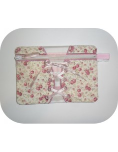 Motif de broderie machine ITH trousse bustier ruban à lacer