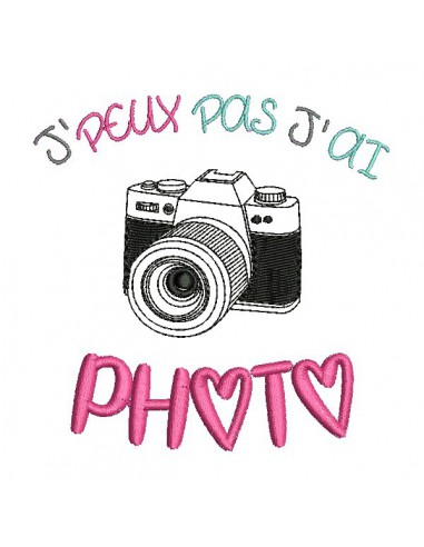 Motif de broderie machine texte j'peux pas j'ai  photo