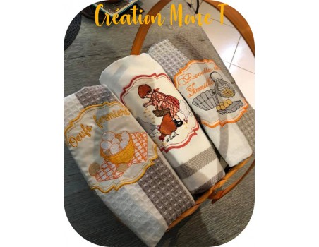 Motif de broderie machine fillette et ses poules