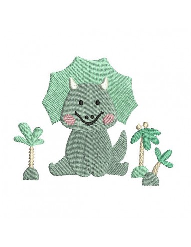 Motif de broderie machine dinosaure triceratops