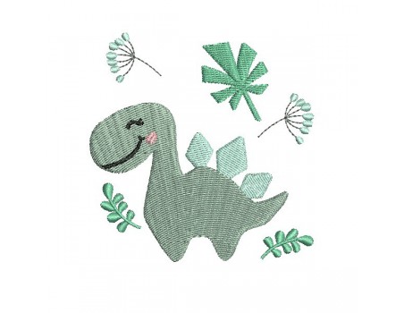 Motif de broderie machine dinosaure stégosaure