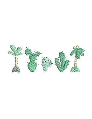 Motif de broderie machine frise palmiers cactus