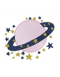 Motif de broderie machine planète étoilée en mylar