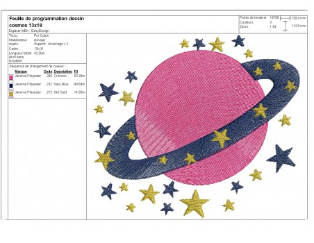 Instant download machine embroidery starry planet mylar