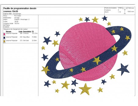 Instant download machine embroidery starry planet mylar