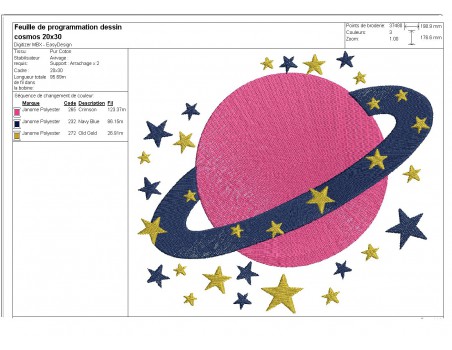 Instant download machine embroidery starry planet mylar