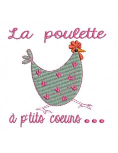 Instant download machine embroidery  applique Hen with hearts