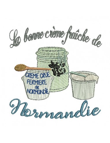 Motif de broderie machine crème fraîche de Normandie