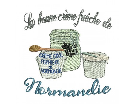 Motif de broderie machine crème fraîche de Normandie