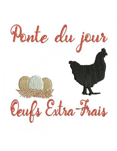 Instant download machine embroidery  design extra-fresh eggs with a hen