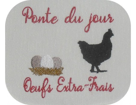 Instant download machine embroidery  design extra-fresh eggs with a hen