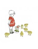 Instant download machine embroidery  design child with chicks
