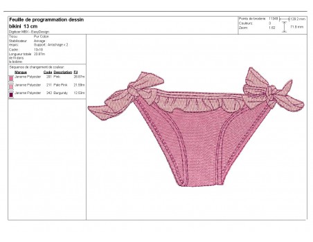 Instant download machine embroidery design  applique child bikini