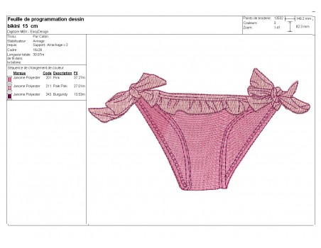 Motif de broderie machine bikini fille