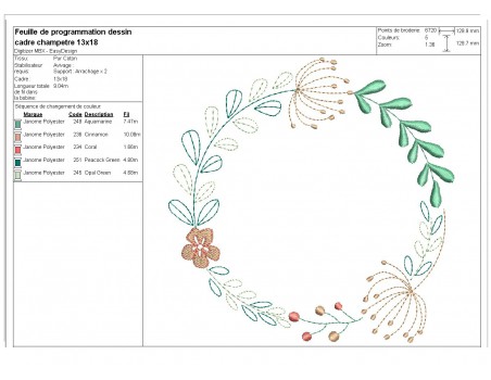 Instant download machine  embroidery design coral  frame