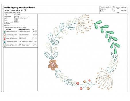 Instant download machine  embroidery design coral  frame